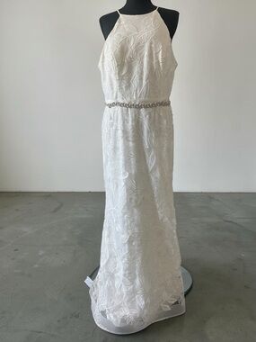 White lace bridal maxi dress size 14 embroidery hweddingreception